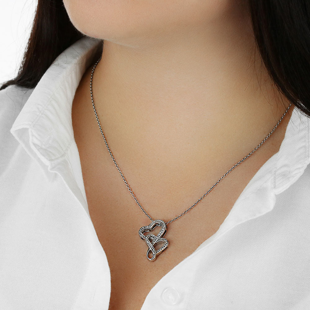 Double Hearts Necklace - Pink Delight - Wife