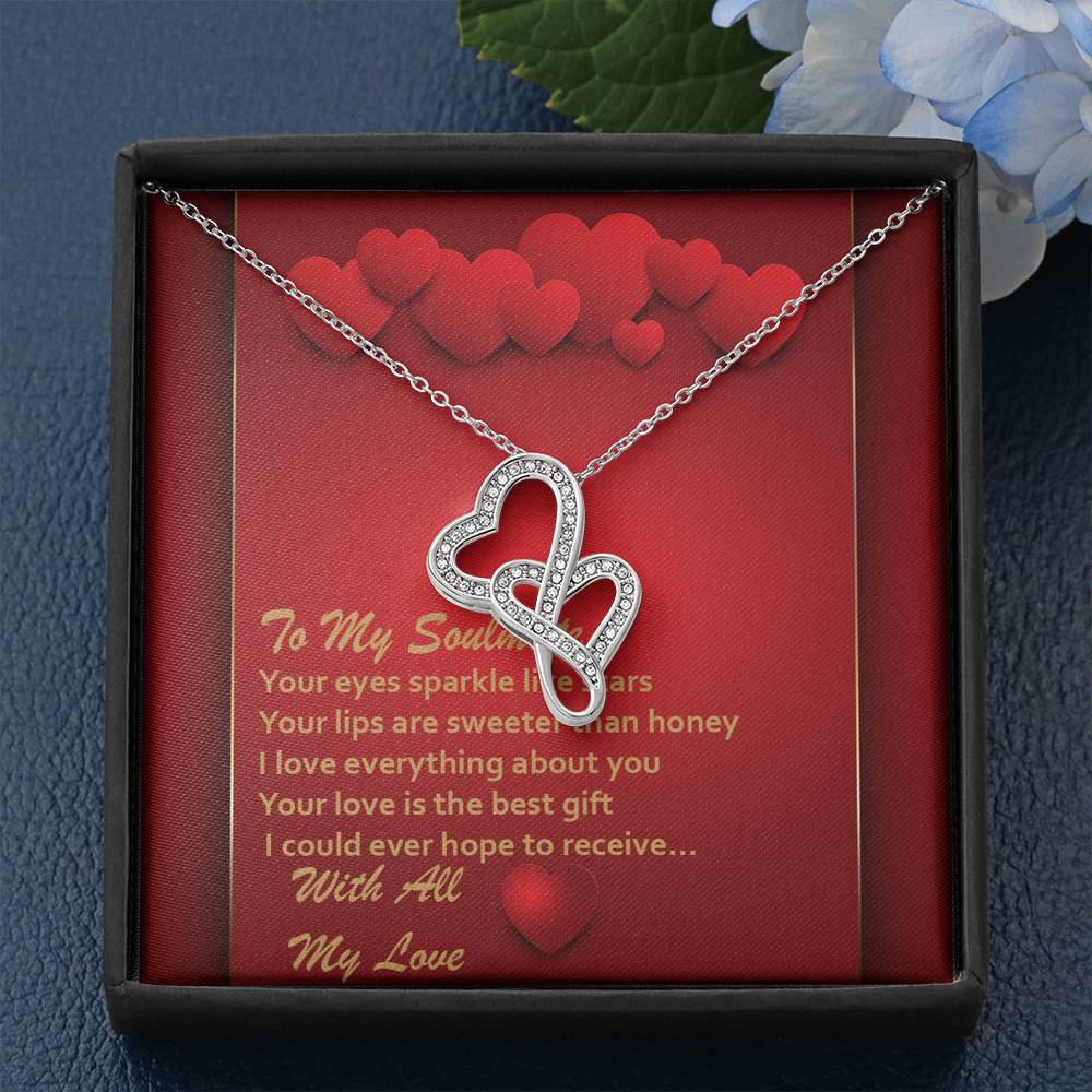 Double Hearts Necklace - Red Hearts - Soulmate