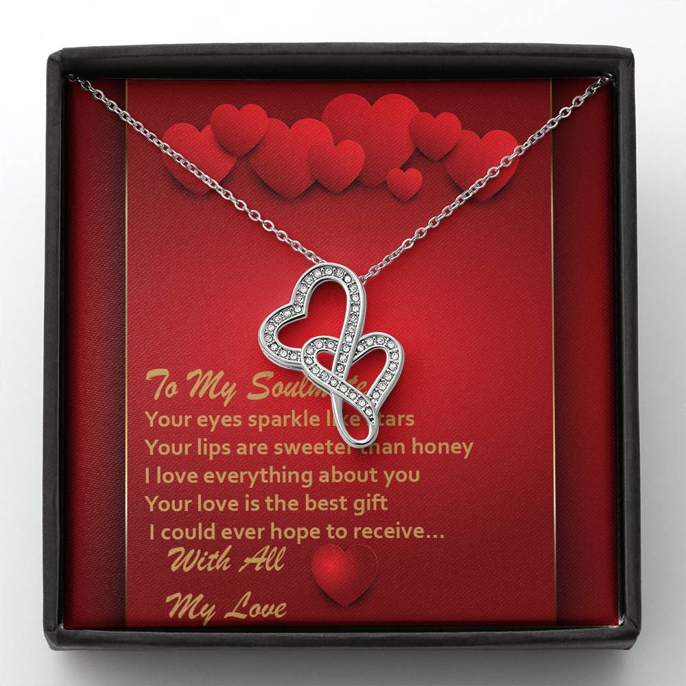 Double Hearts Necklace - Red Hearts - Soulmate