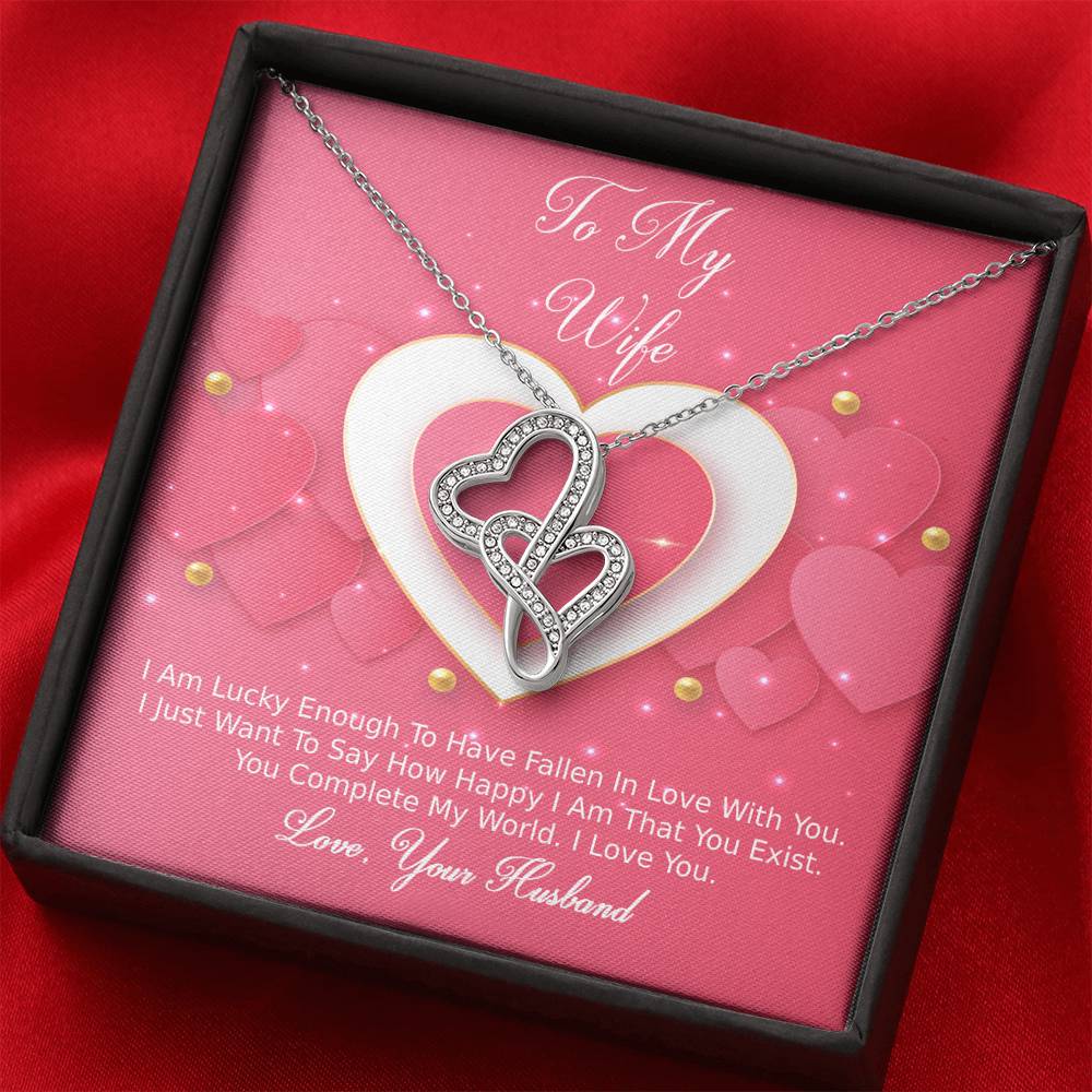 Double Hearts Necklace - Pink Delight - Wife