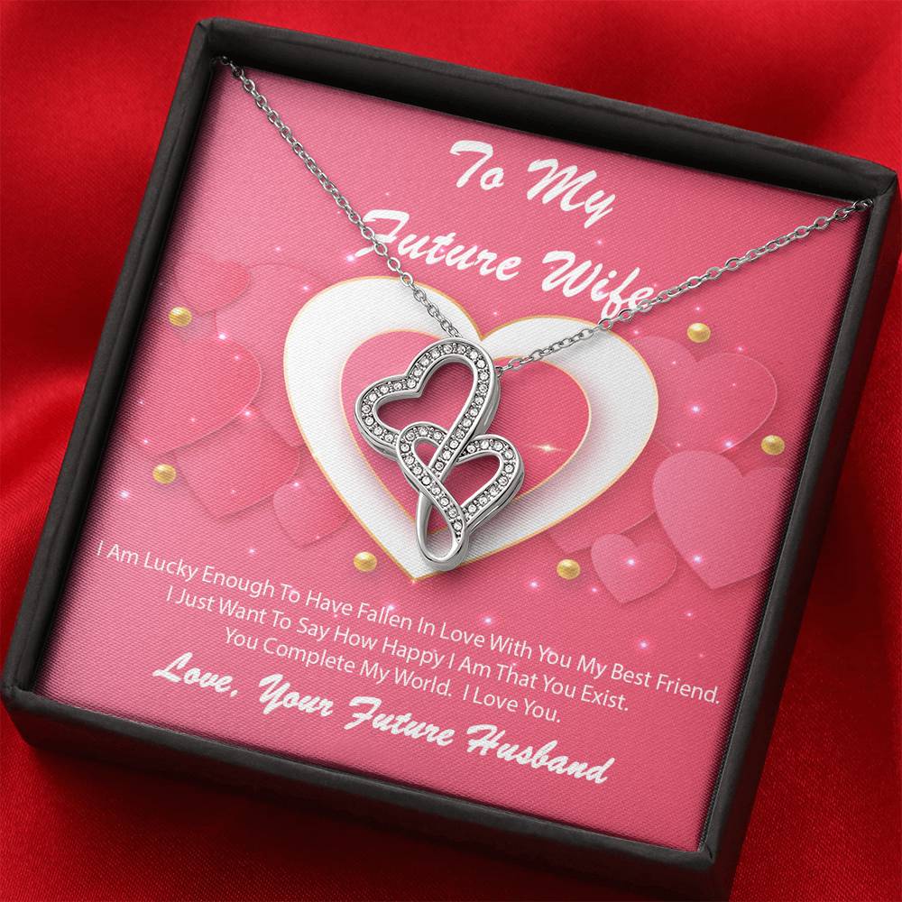 Double Hearts Necklace - Pink Delight - Future Wife
