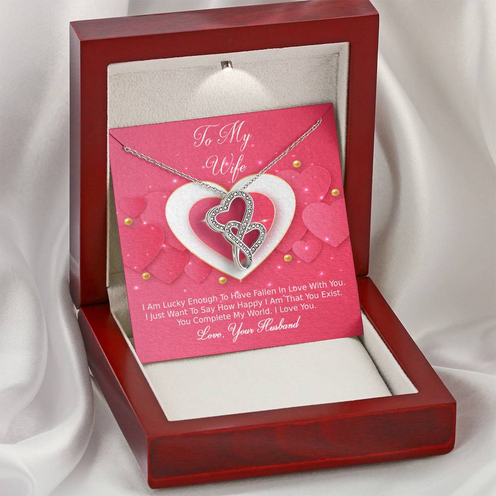 Double Hearts Necklace - Pink Delight - Wife