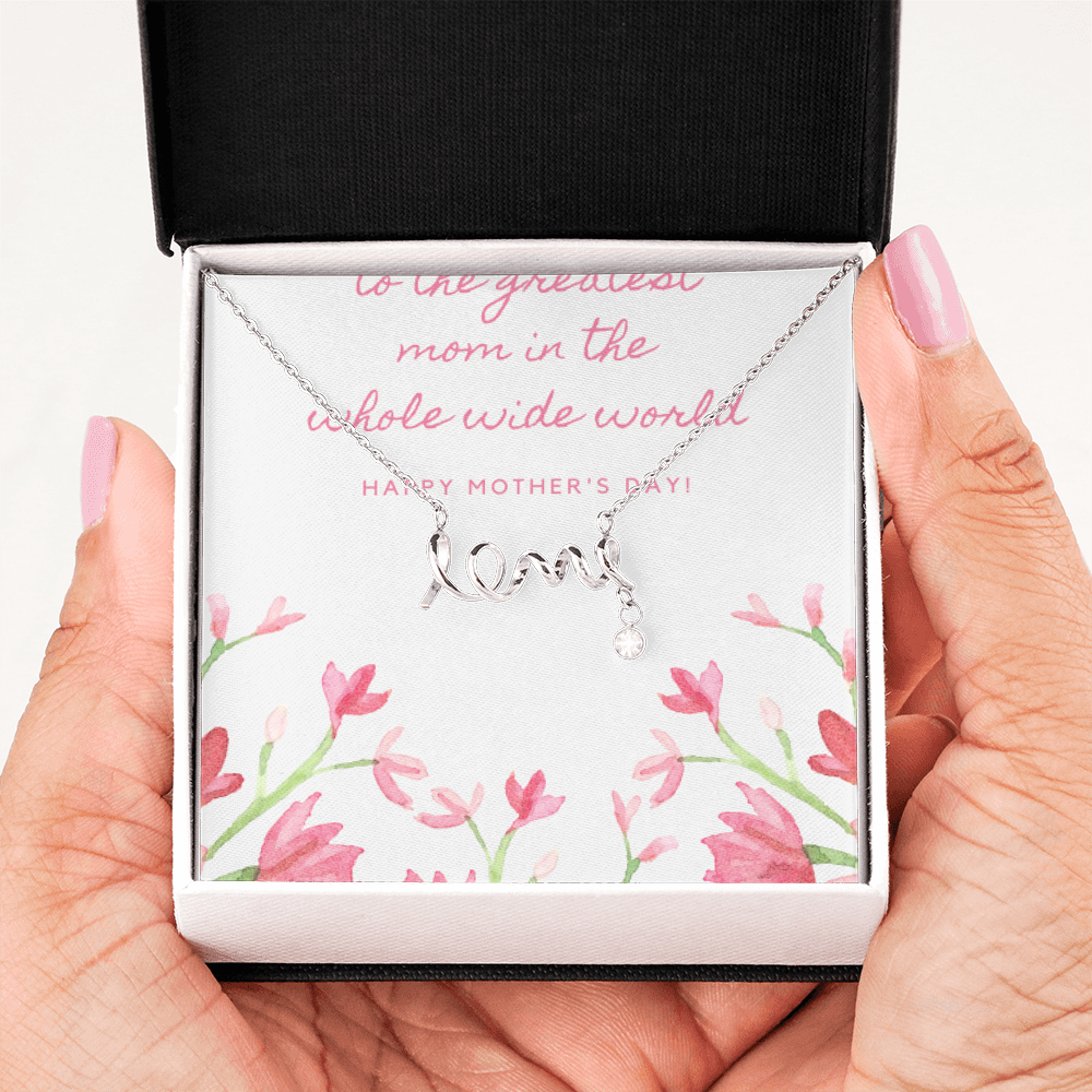 Scripted Love Necklace - Pastel Pink Floral - Mom