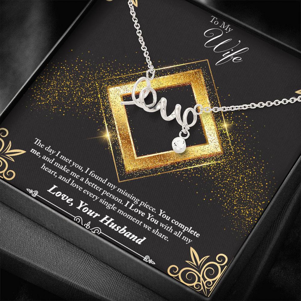 Scripted Love Necklace - Glitter - Wife