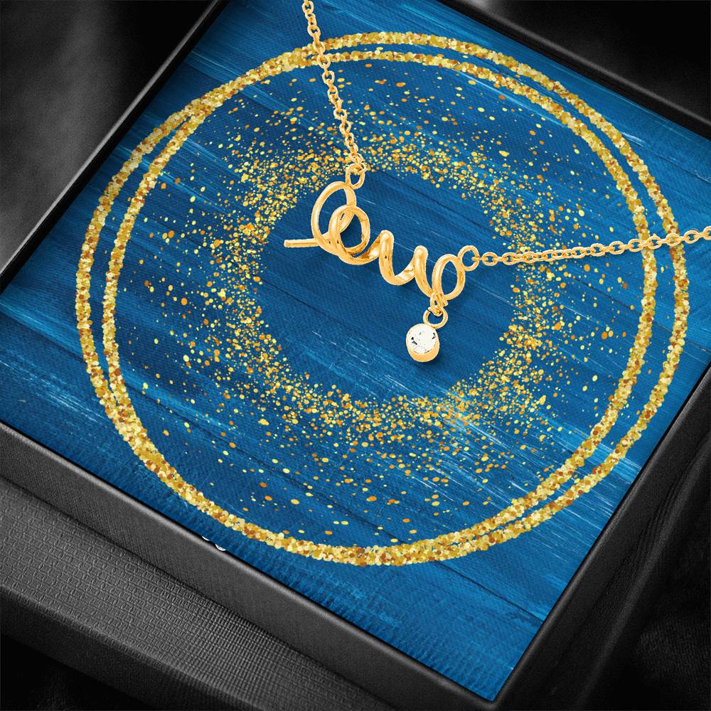 Scripted Love Necklace - Glitter Blue