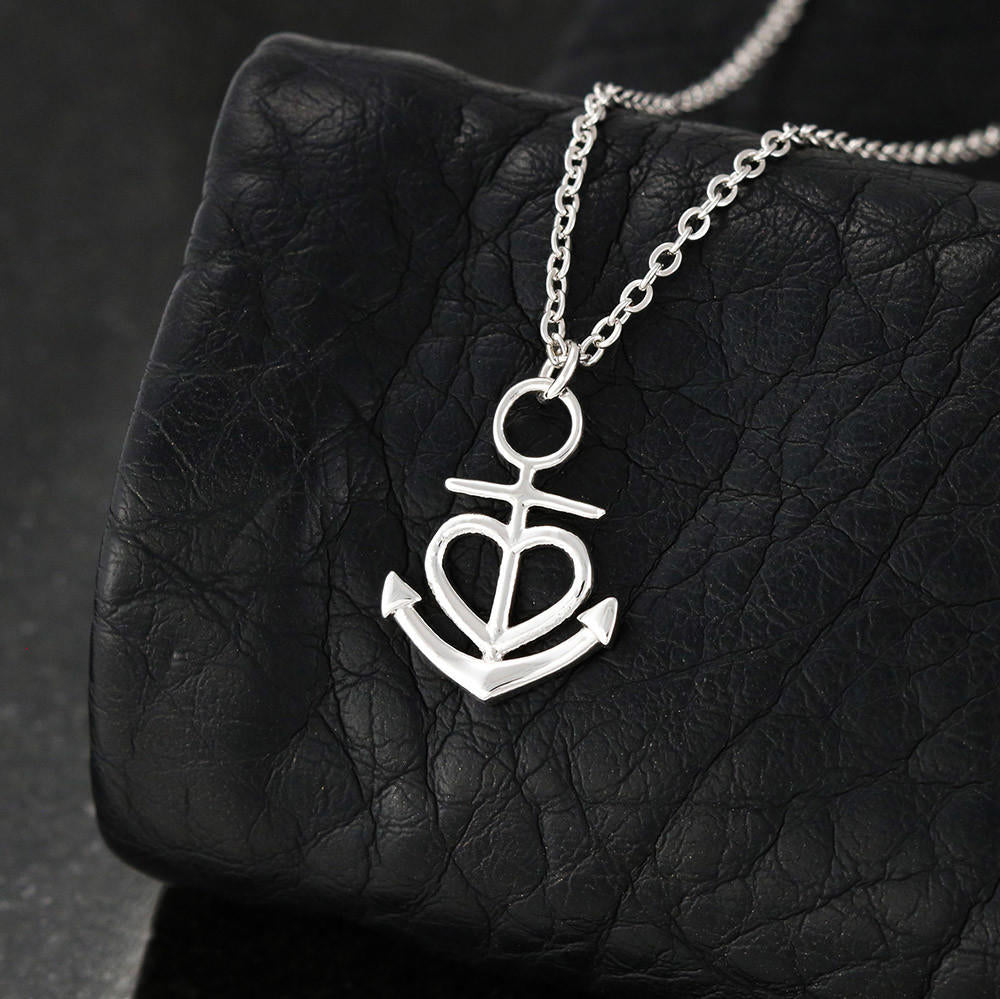 Anchor Necklace - Red Ribbons - Wife