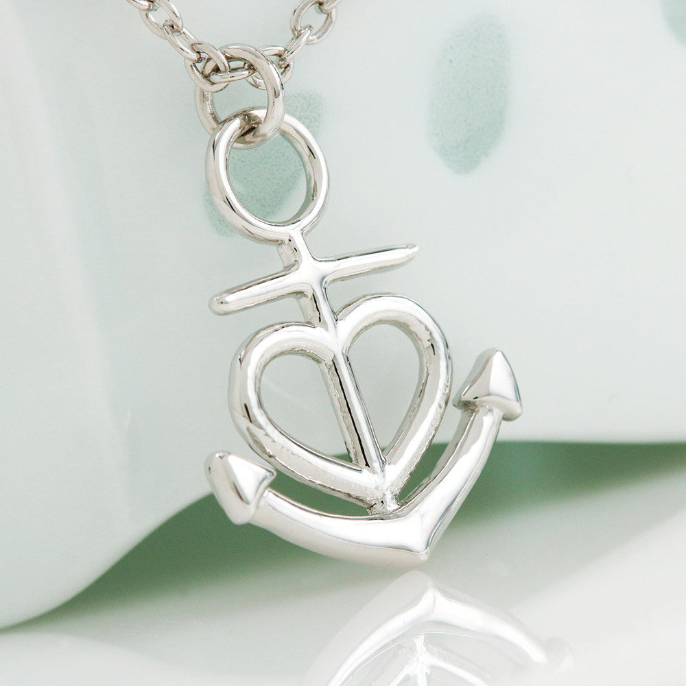 Anchor Necklace - Red Ribbons - Wife