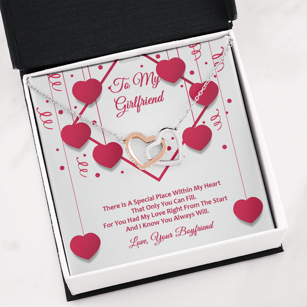 Interlocking Hearts Necklace - Red Ribbons - Girlfriend