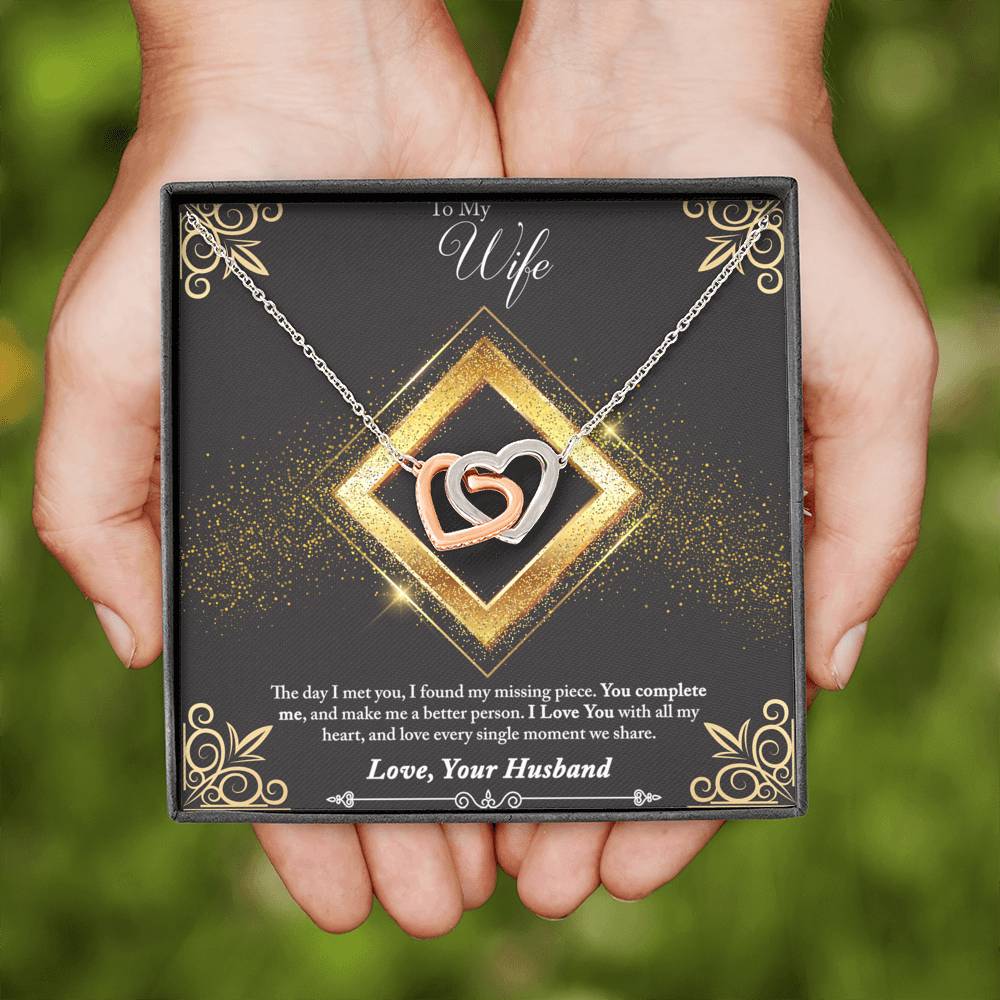 Interlocking Hearts Necklace - Glitter - Wife