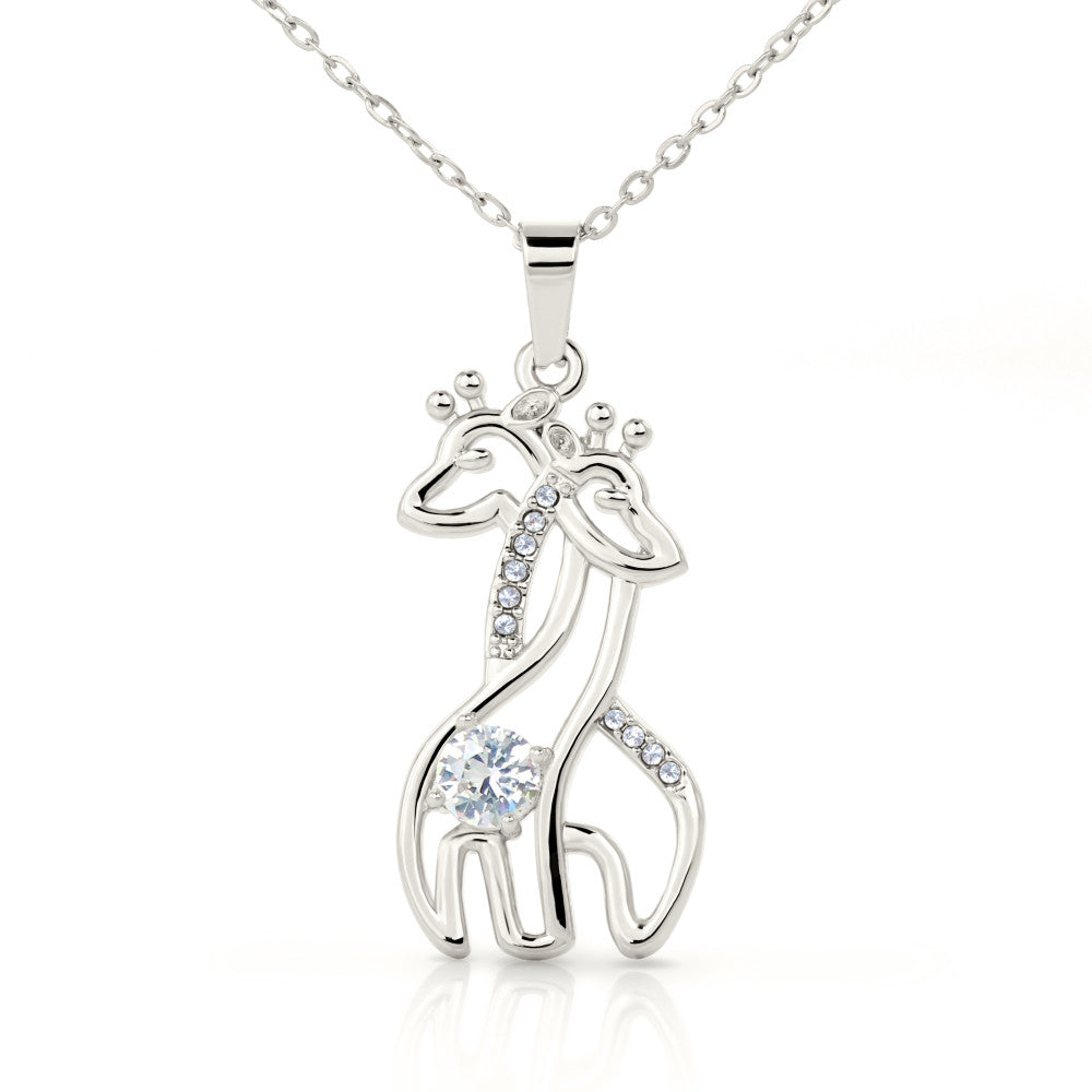 Graceful Love Giraffe Necklace - Red Hearts - Girlfriend