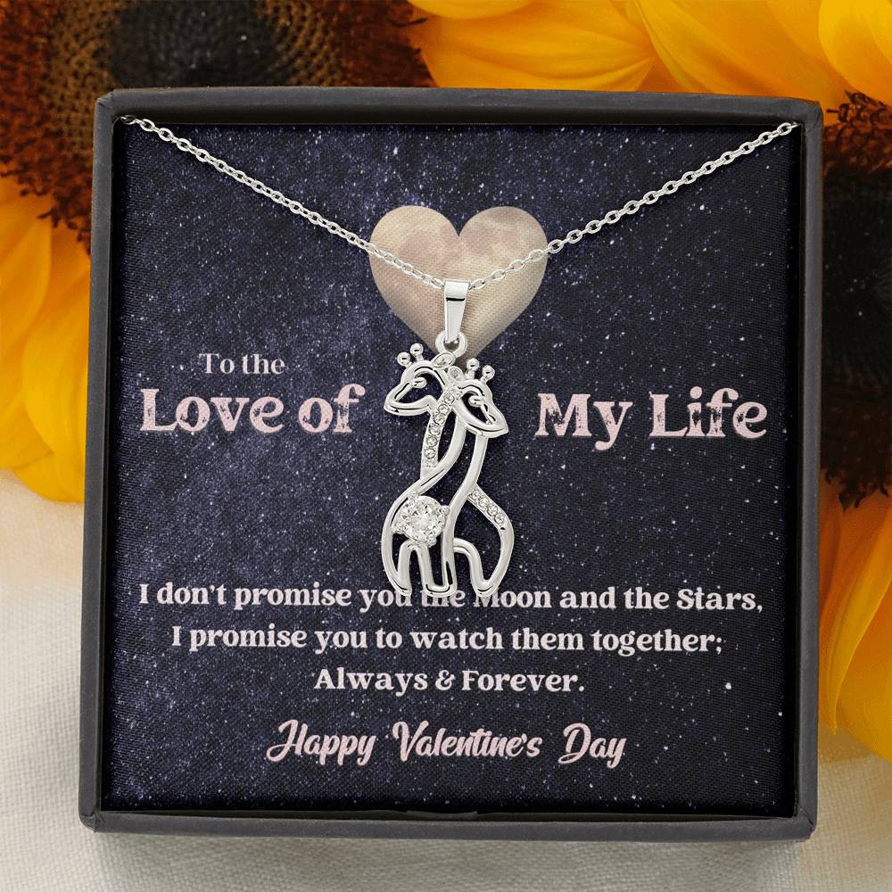 Graceful Love Giraffe Necklace - Moon and Stars - Valentine