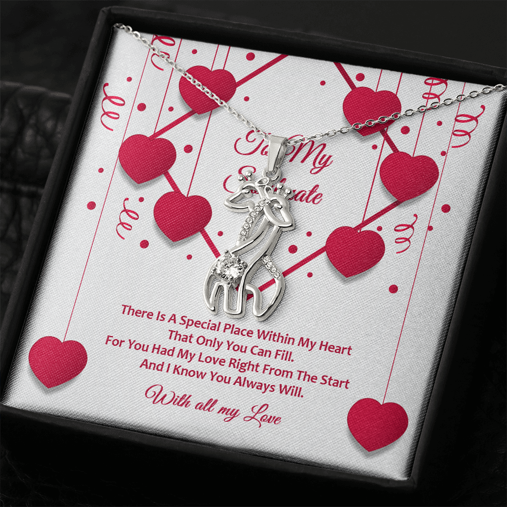 Graceful Love Giraffe Necklace - Red Ribbons - Soulmate