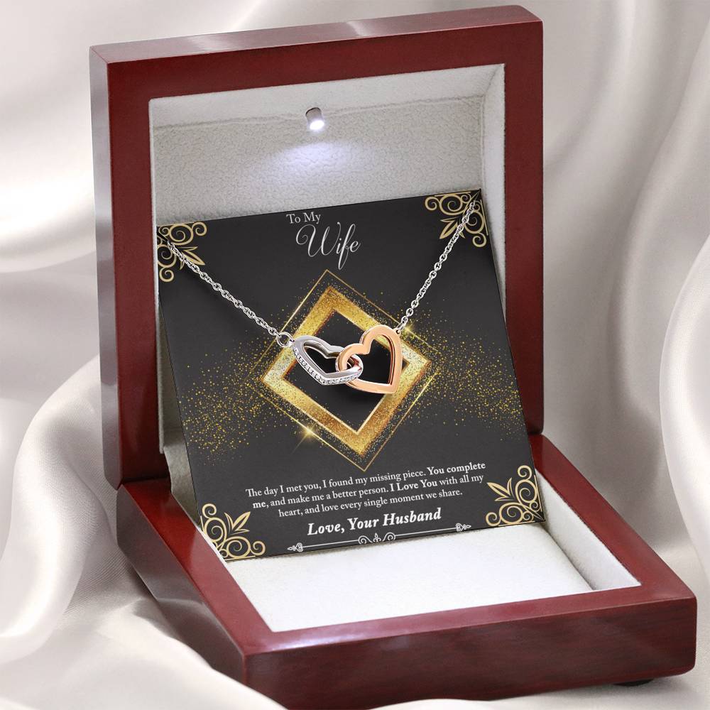 Interlocking Hearts Necklace - Glitter - Wife